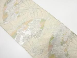 アンティーク　扇に万寿菊・紅葉模様織り出し袋帯（着用可）